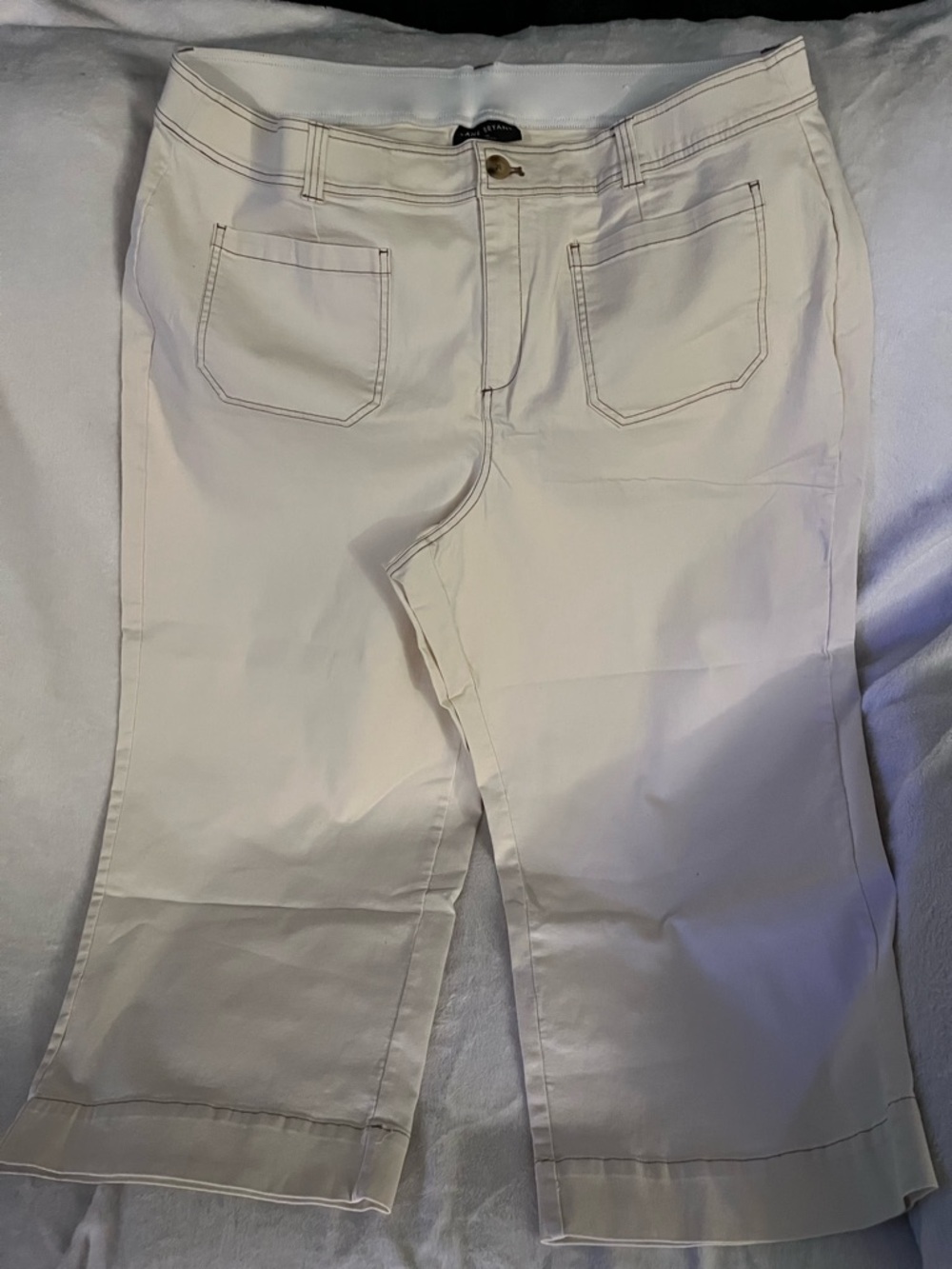 Lane Bryant Cream High-Rise Wide Leg Pants
